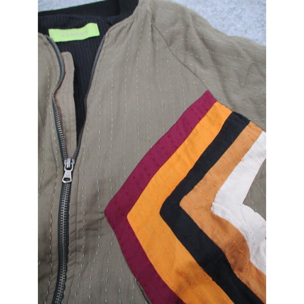 Rapsodia Womens Jacket Small Abstract Boho Green Orange Zipper Long Sleeves - Picture 11 of 16